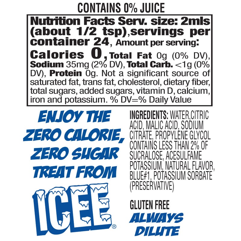 ICEE Zero Calorie Cherry, Blue Raspberry, Orange and Mango Liquid Water Enhancer Drink Mix, Natural Flavor Drops, Sugar Free, 1.62 Fl Oz Concentrate (48 ml) - 4 Ultimate Variety Pack - Image 4